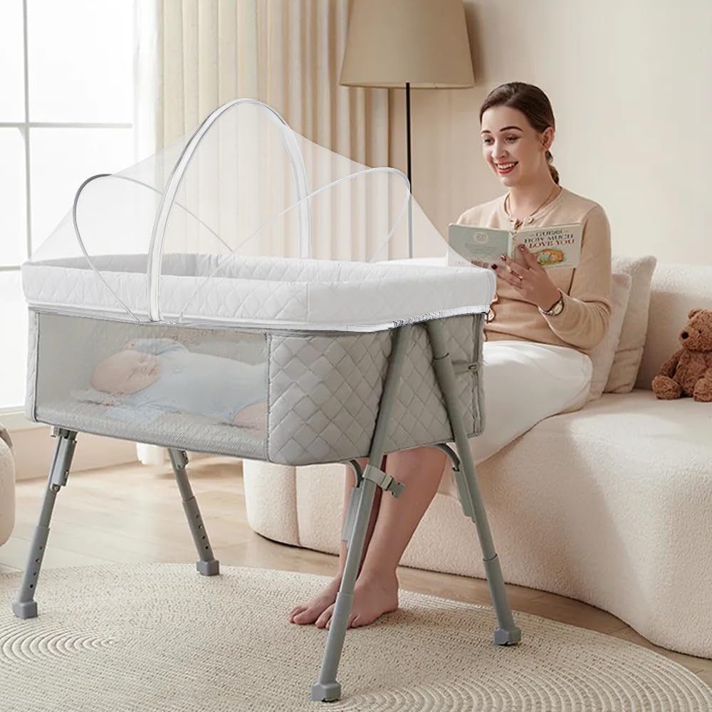 mizikuu Moustiquaire pour Berceaux, Moustiquaire Universelle pour Lit Bébé 55x100cm Tissu à Mailles Fines Protection Contre Les Insectes Lit Parapluie Bébé avec Fermeture Éclair, Blanc