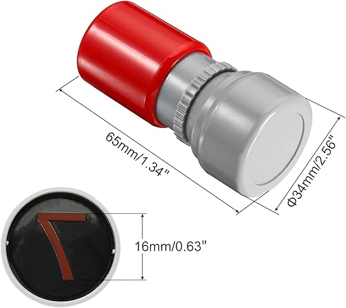 Miniatura 10 de PATIKIL Sellos de números de 0.630in, número de caracteres 4, sello de tinta de plástico, autoentintado para aula, álbumes de recortes, rojo
