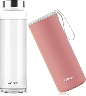 Glasflasche 1 Liter mit Schutzhülle, Wasserflasche 1L Glas, 1 Stück
