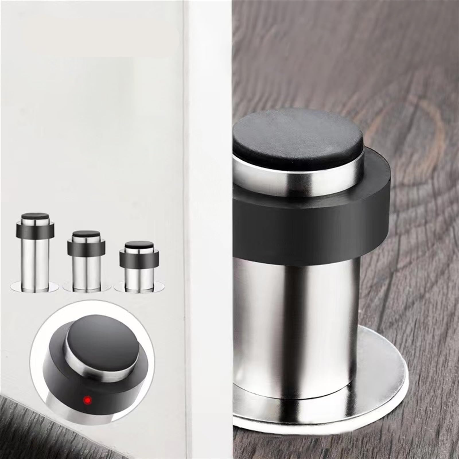 Tope de puerta de goma, almohadilla protectora de puerta de acero inoxidable, protector de pared, soporte de puerta, topes de puerta, herrajes, 1 pieza(A 80MM)