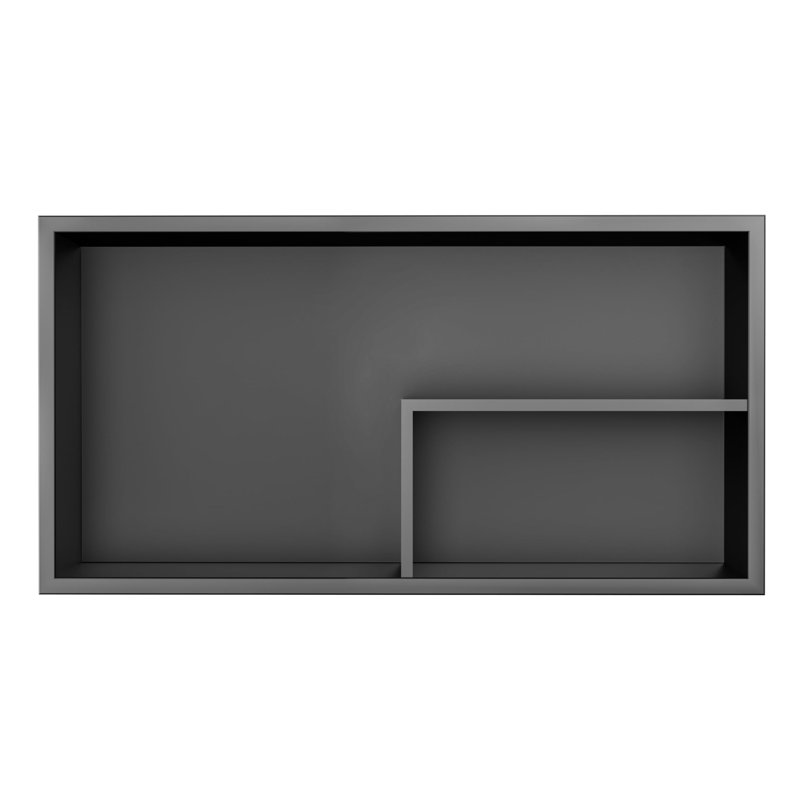 Nicho de ducha de acero inoxidable, 60 x 30 x 10 cm, sin necesidad de baldosas, doble estantes de pared, estante de ducha empotrado para almacenamiento de baño, color negro, estilo 1