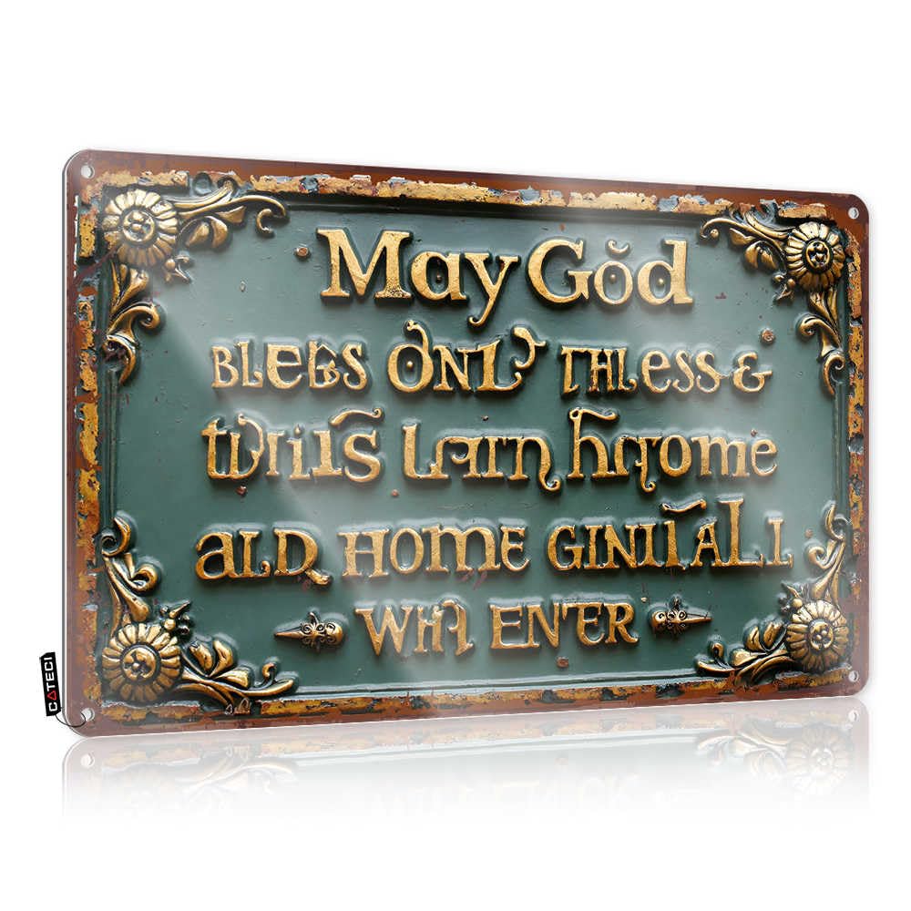 Fzfn Colour Farmhouse Signs Funny Camping Sleek Accessories May God Bless All Those Who Enter Old Home - Easy To Hang Art(30X40cm)