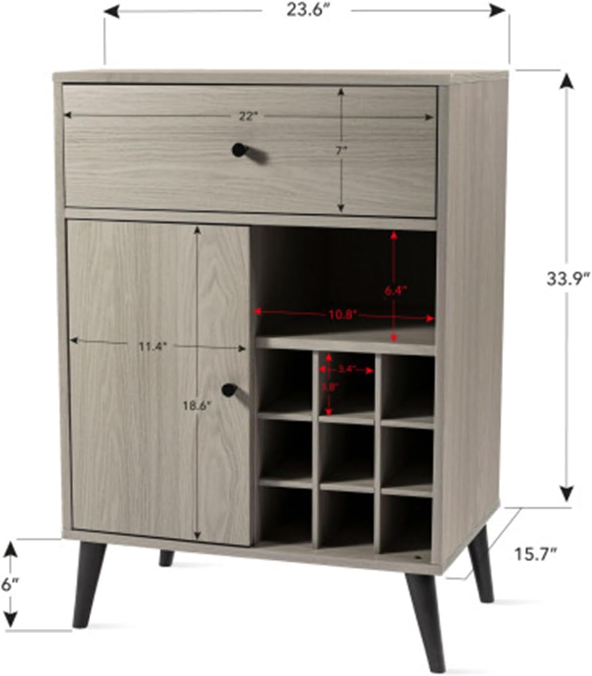 Modern Simple Gray Wine Cabinet Storage Cabinet Rack Shelf can be Disassembled and Used as Side Cabinet, Single Drawer, Single Cabinet