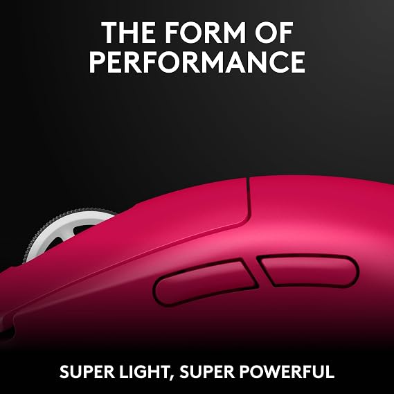 Logitech G PRO X SUPERLIGHT 2 Logitech Wireless Gaming Mouse, Symmetrical, 8000 Hz, Polling Rate, Lightweight, 2.1 oz 60 g, LIGHTFORCE Hybrid Switch, USB-C Connection, Magenta, Recommended Model