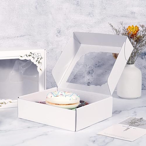 Miniatura 6 de OUGEBOX 30 cajas de regalo de 7 x 6 x 2 pulgadas, cajas de envío de cartón blanco con tapas, para envolver regalos de fiesta de cumpleaños, dulces