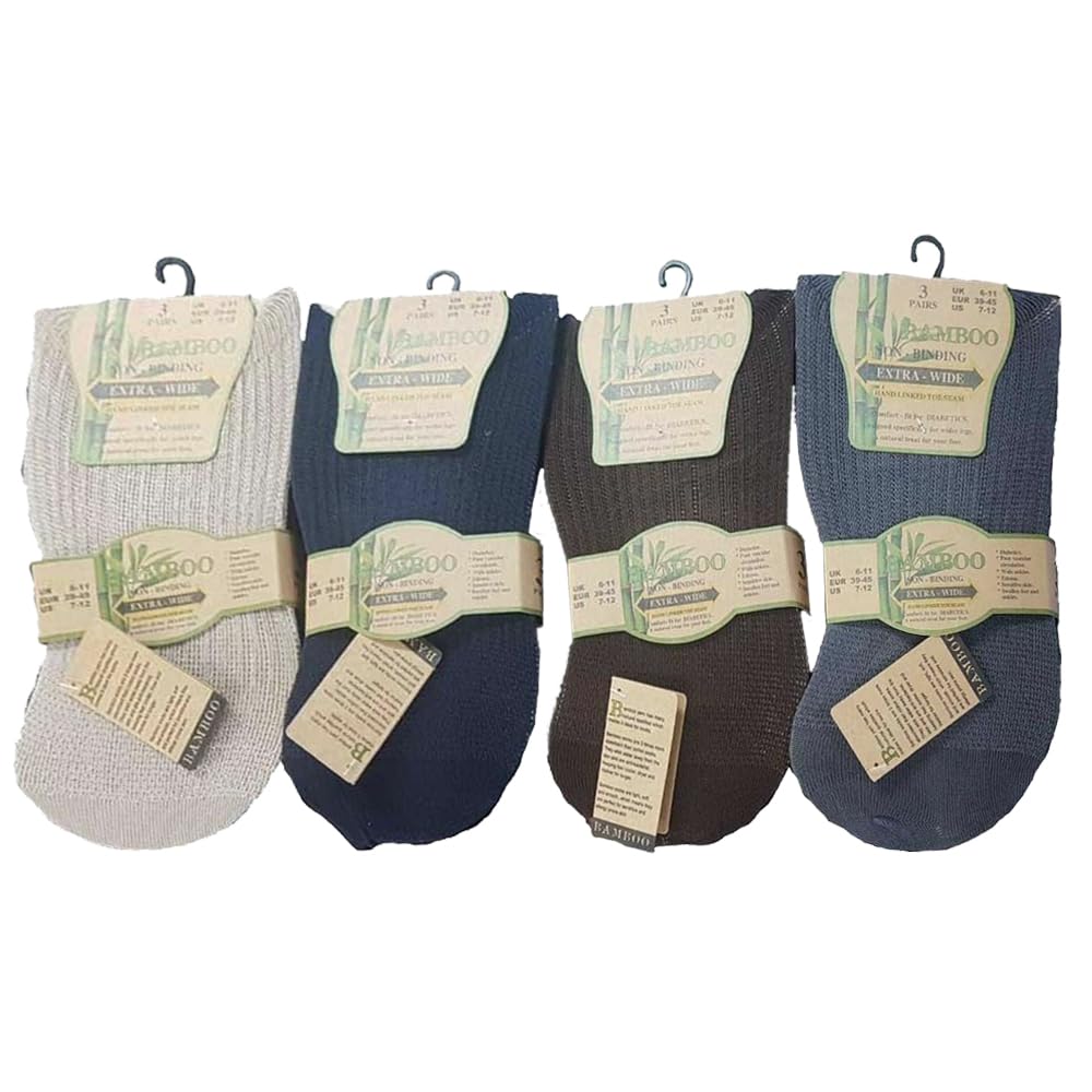 Calzini Alti Al Ginocchio In Bambù DR.Socks Per Diabetici - Con Grip Antiscivolo, Extra Larghi, Per Piedi E Gambe Gonfie - Confezione Da 4 Paia Uomo/donna