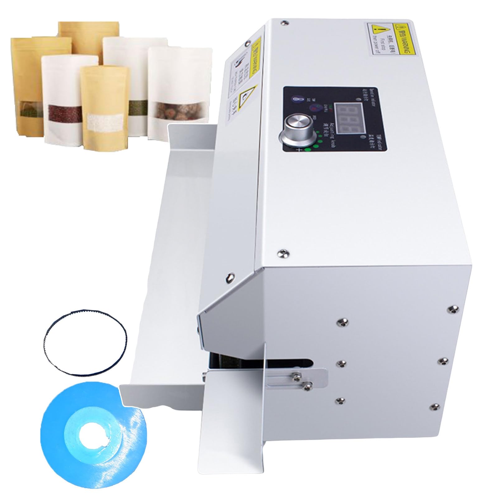 IUokLU Food Bags Continuous Sealing Machine, Plastic Bags Continuous Band Sealer, Auto Impulse Heat Sealer Packaging Machine, Suitable For The Majority Of Sealing Bags