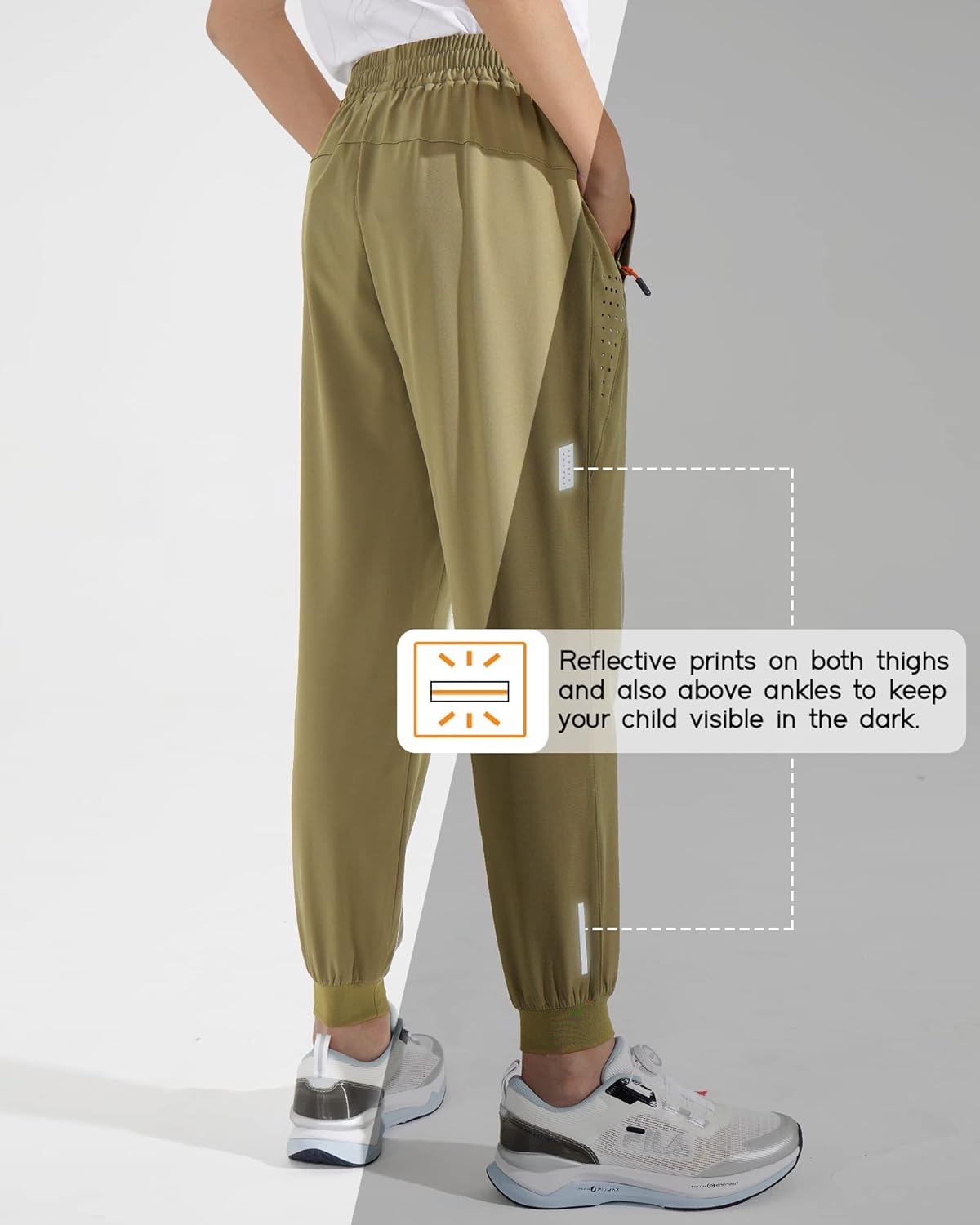 Boys Lightweight Jogger Pants Youth Kids Quick Dry Hiking Active Athletic Pants with Zipper Pockets - Image 4