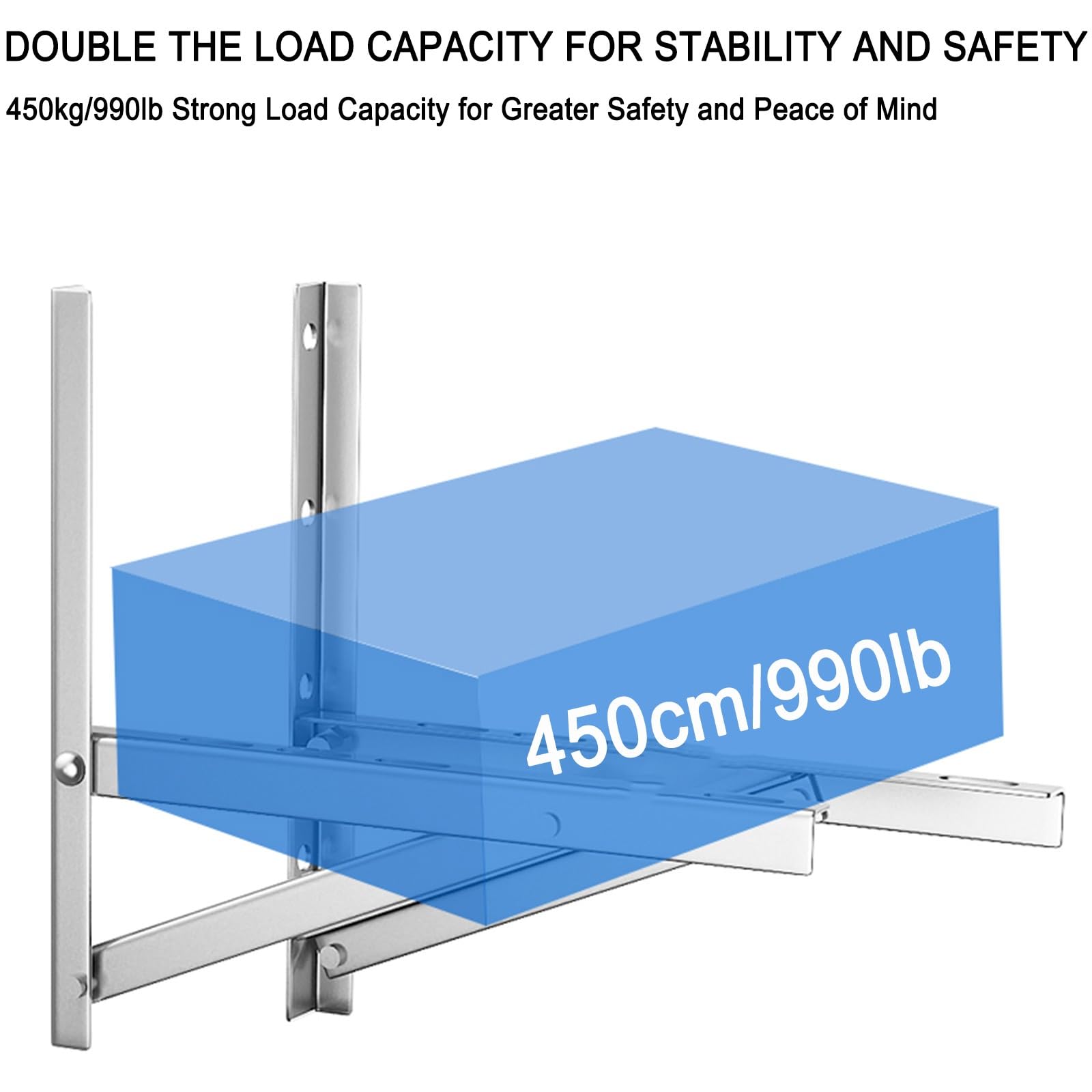 Staffe Condizionatore Esterno, per 2,6-8 KW Condizionatore D'aria, Staffe a L in Acciaio Inox, Fino a 450 Kg, Staffa Climatizzatore Esterno(50x50cm/20x20in)