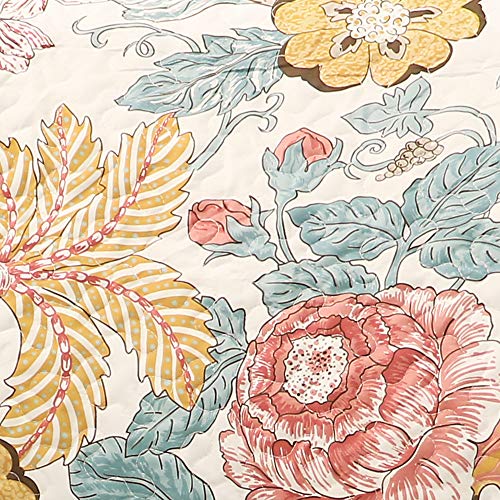 Lush Decor Sydney Furniture Protector, Arm Chair, 71" W x 75" L, Blue & Yellow, Flower Leaf Garden - Image 4
