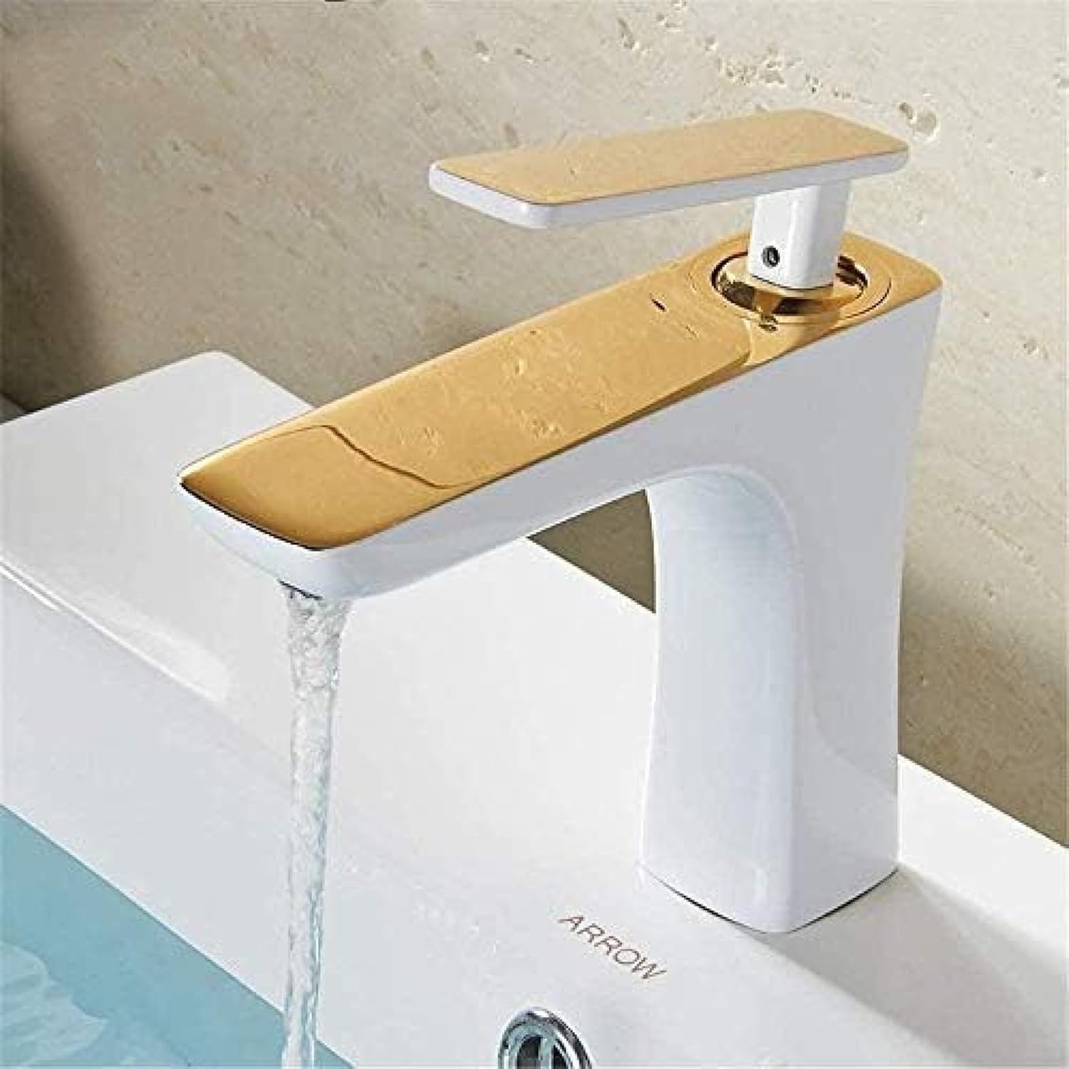 Robinet de salle de bain en cascade blanche anti-éclaboussures