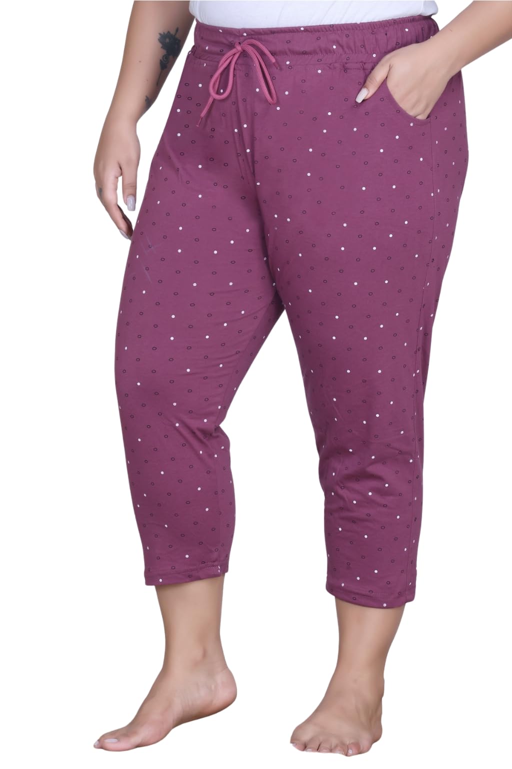 CUPID Cotton Printed Plus Size Half Pant, 3/4th Sports n Casual Night Short Pant, Knee Length Indoor n Outdoor Capris for Girls