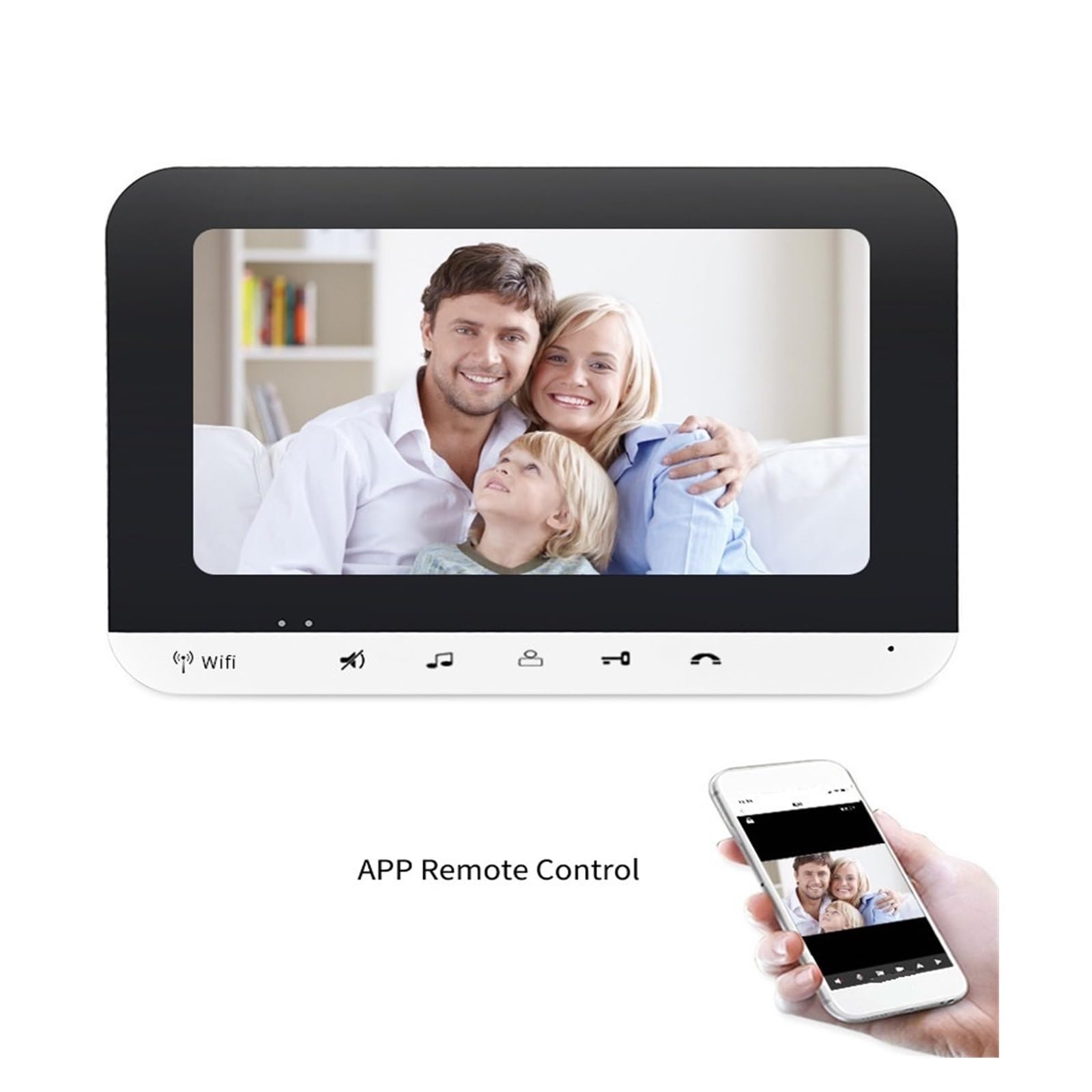 Sonnette sans fil Interphone Vidéo 7 Pouces LCD Moniteur Wifi Sans Fil Vidéo Porte Téléphone Sonnette Interphone Kit For 2/3 Unités Appartement pour le bureau de l'école à domicile ( Size : V70MG-620-