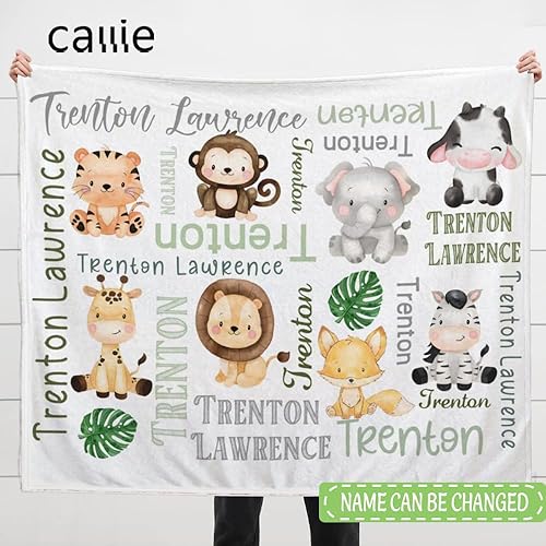Miniatura 2 de Mantas personalizadas de animales para niños y niñas, manta de felpa con nombres personalizados para niños, manta de franela suave y cálida, regalos