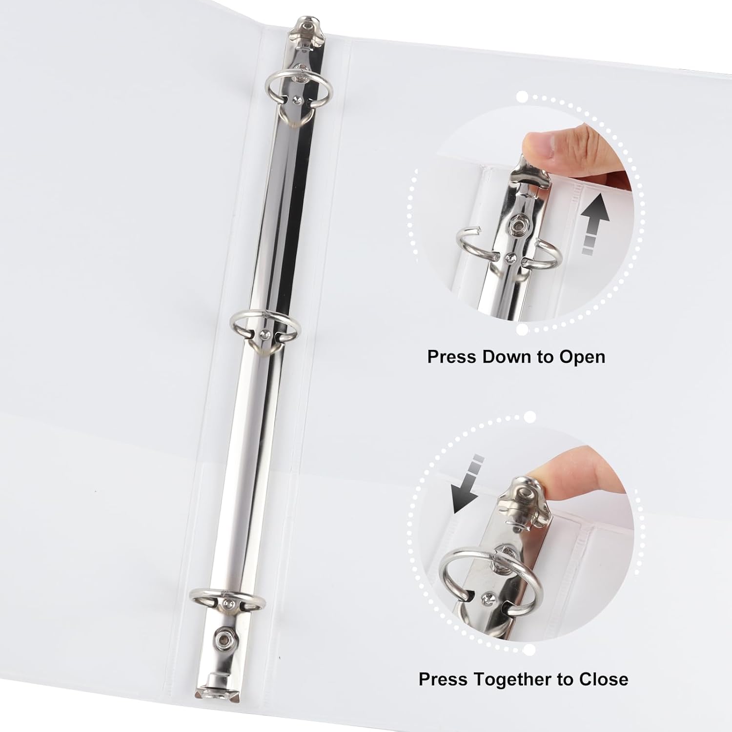 CIXILDTS 1-inch Round Ring Binder, Standard 3 Ring Binder Fit Letter Size Paper, Presentation View Binders, White,12-Pack