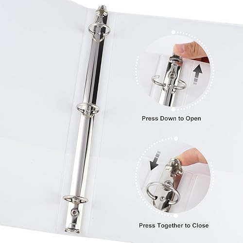 Miniatura 3 de Carpeta de anillos redondos de 1 pulgada, carpeta duradera de 3 anillos para papel tamaño carta, carpetas de vista de presentación, color blanco,