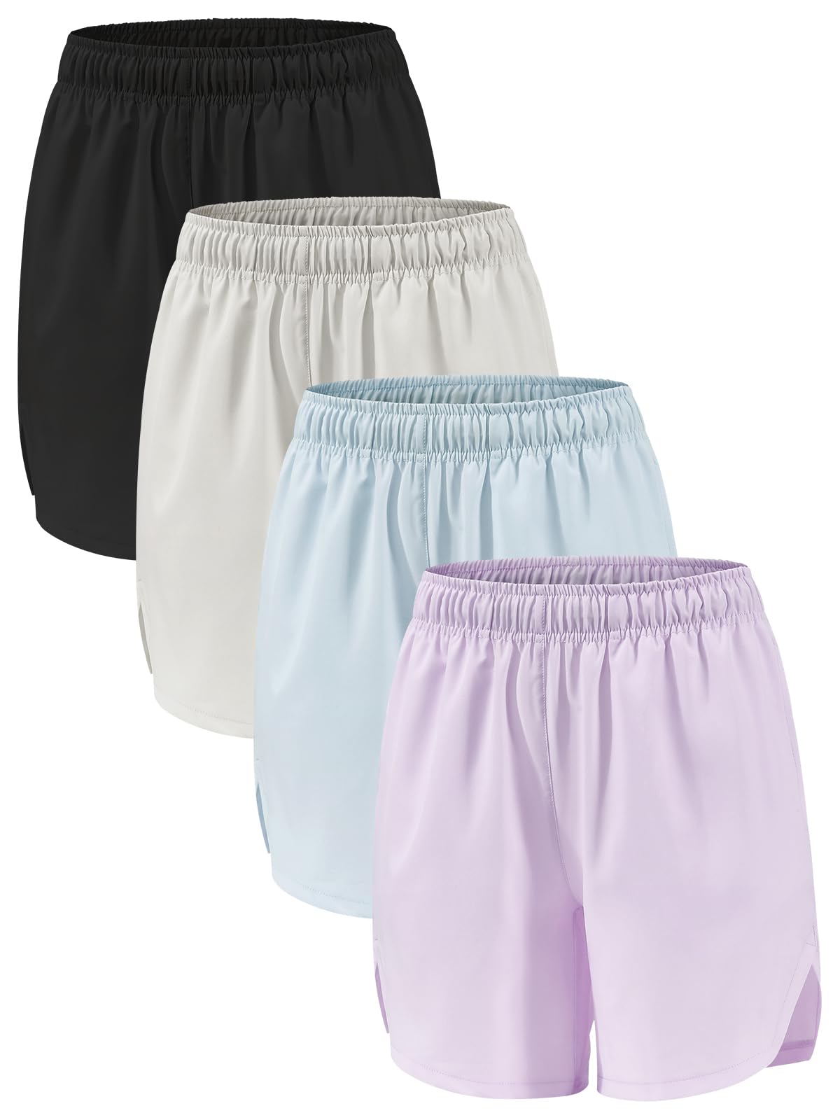 4er Pack Mädchen Shorts Sommer Kurze Hose Schnelltrocknendes Kurze Sporthose Gym Running Athletische Shorts Radlerhose Kinder mit Taschen 5-14 Jahre