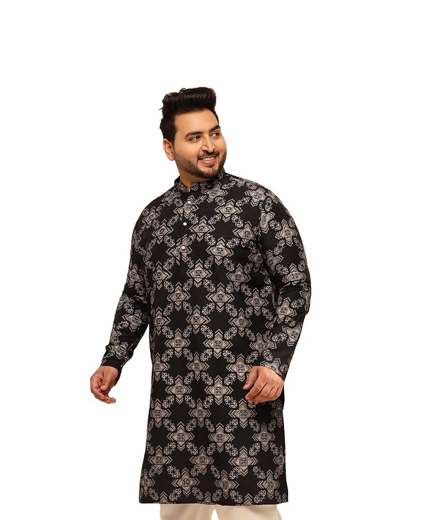 sojanya Plus (Since 1958) Men's Cotton Linen Printed Long Kurta-picture-48