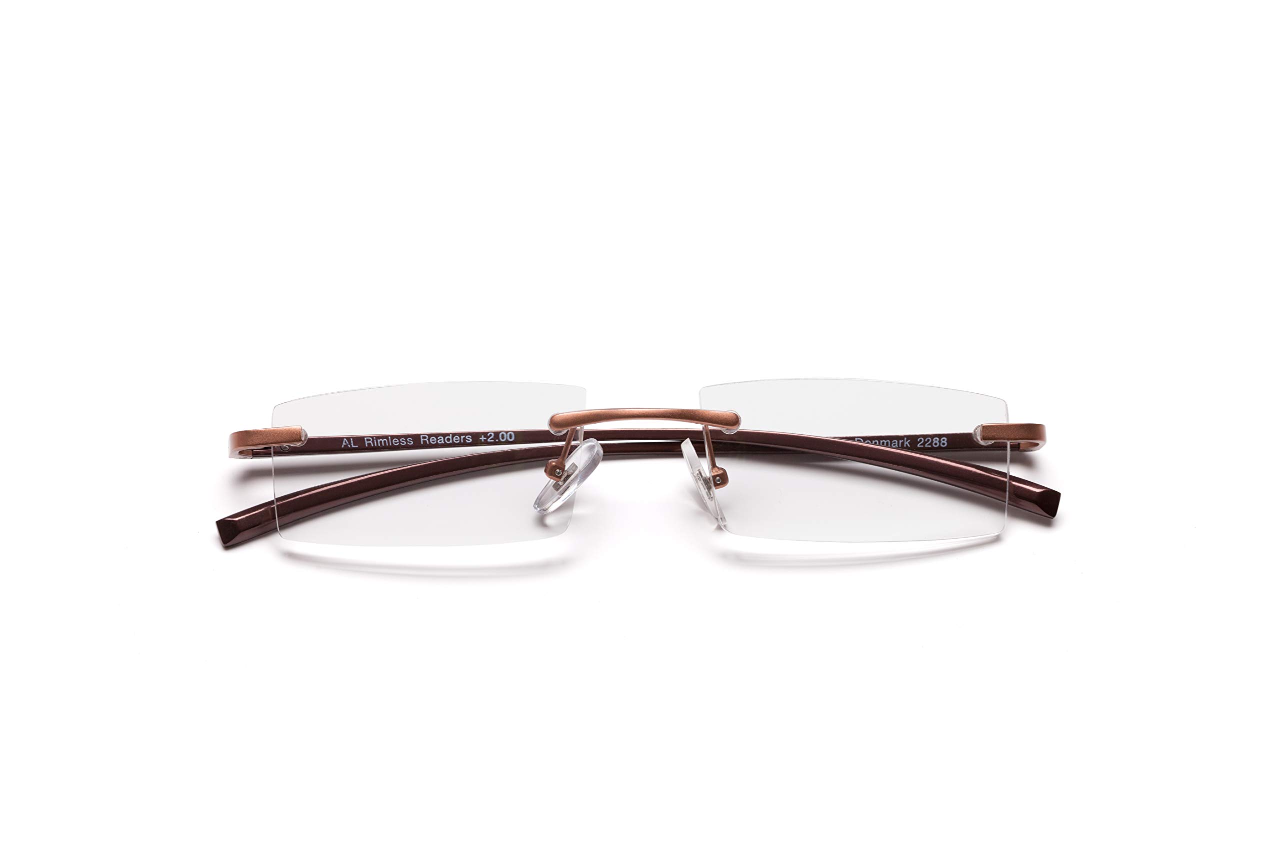B+D 2288-38-25 AL Reader +2.50 Power Rectangular Reading Glasses for Unisex, Matte Bronze