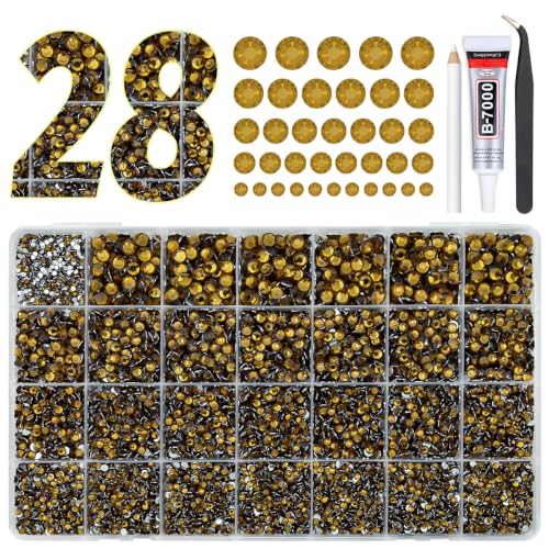 qiipii Amber Brown Crystal Resin Rhinestones with B7000 Glue for Bedazzling