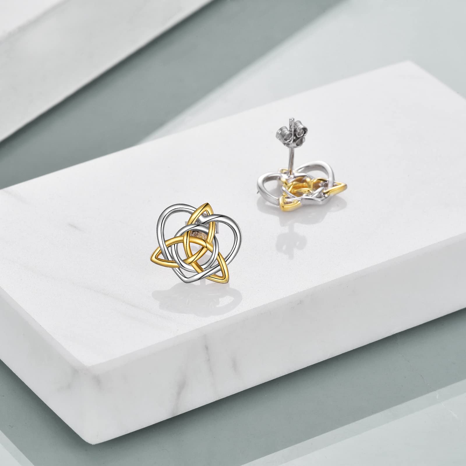 Pendientes de Nudo Celta Plata de Ley Triquetra Aretes para Mujeres Chicas