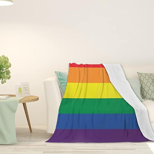 Gyapuk Manta de forro polar grueso con temática del orgullo gay colores del arco iris de la bandera LGBT mantas acogedoras de franela súper suave
