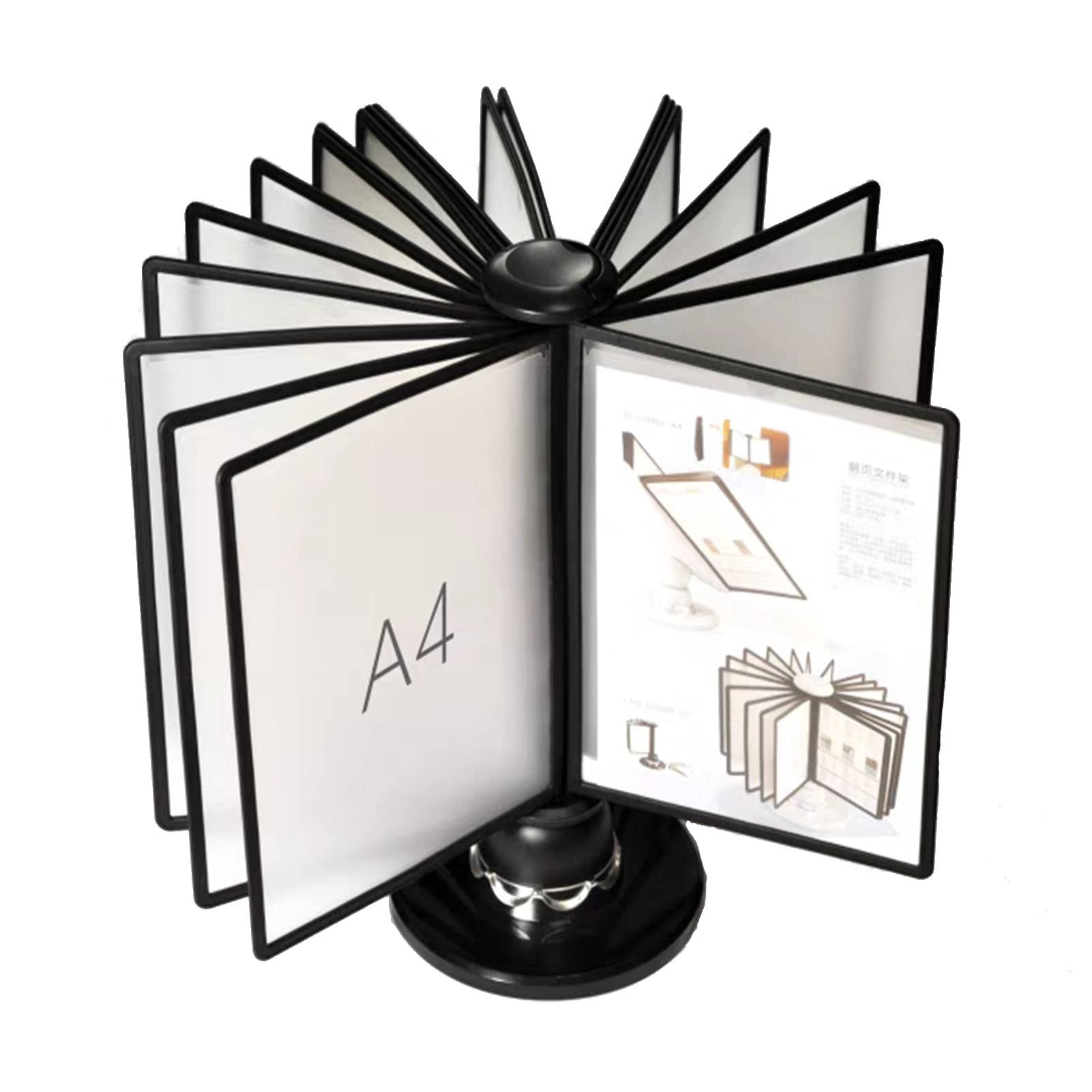 OLSKFUH Desk Reference Organizer - Catalog Display Rack 20 Double-Sided Panels Letter-Size For Display A4 Documents,Black