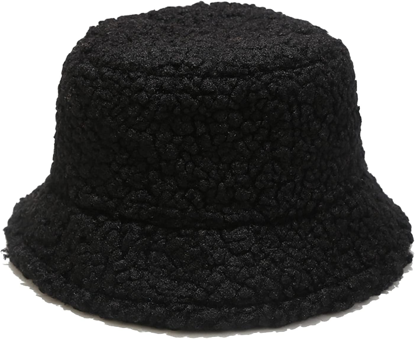 Winter Warm Plush Fuzzy Bucket Hat Faux Fur Shearling Fisherman Hats for Women