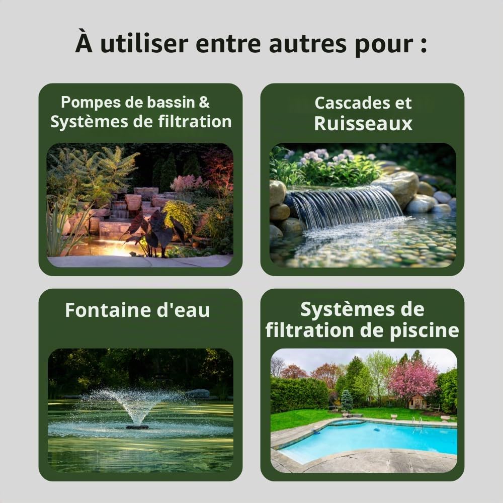 Tuyau pour étang HeRo24 professionnel, 40 mm, 10 m, PVC, noir, résistant aux UV, collable, pression de 6 bars, type V