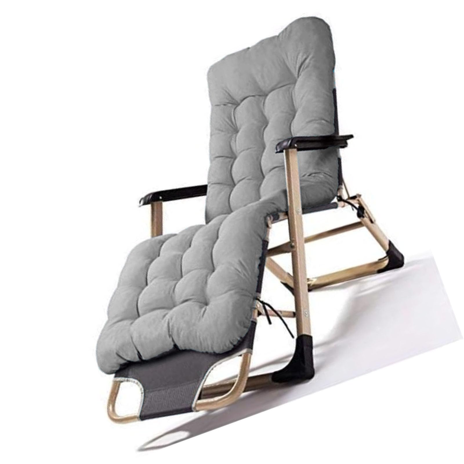 VisLarsc Cushion for Sun Lounger with Straps lightweight Durable Lounger Pad Sunbed Cushion Sun Lounger Cushion Only Anti-Slip Garden Lounge Chair Cushion (Grey,140 * 45)