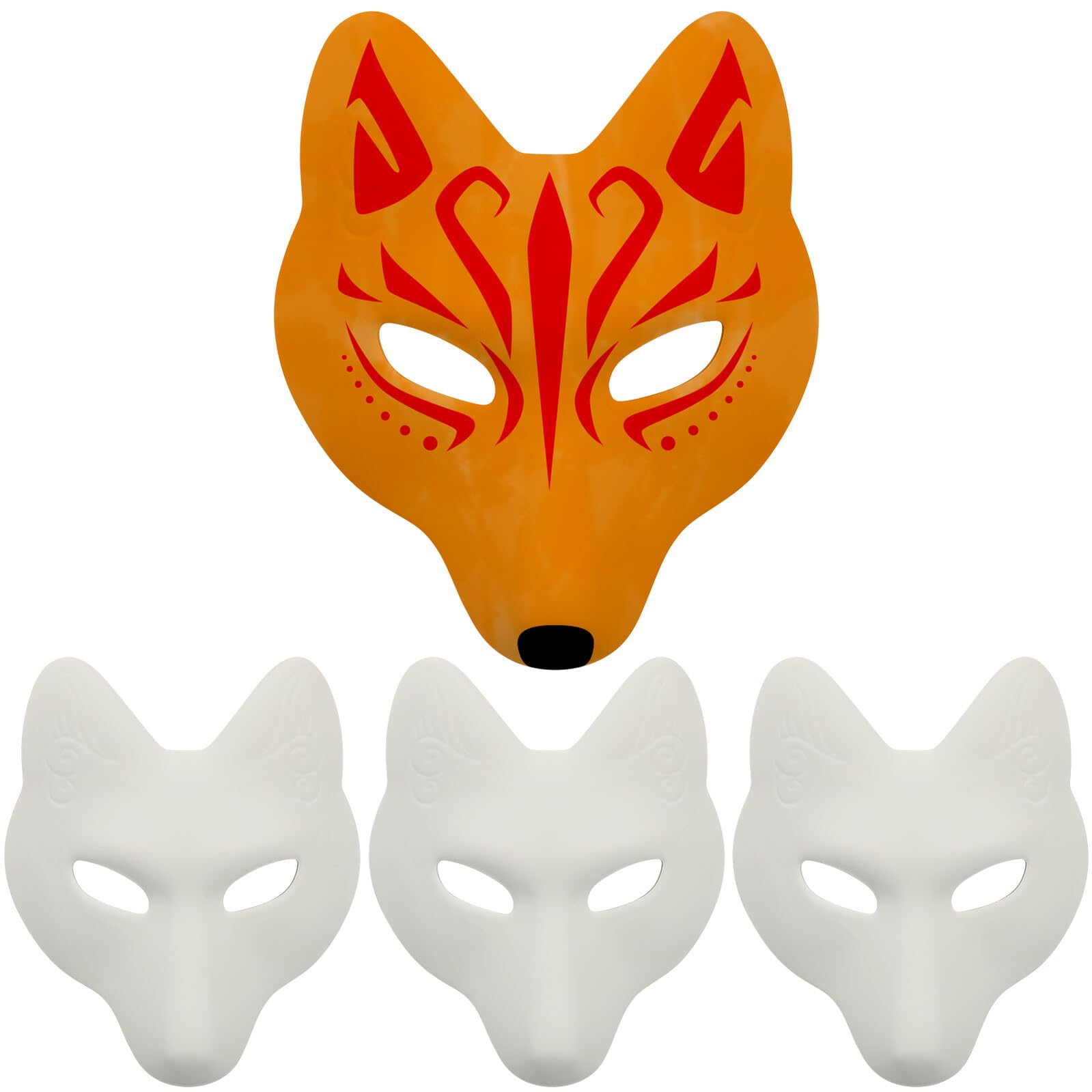 minkissy 4 Maschere Volpe Bianche per Masquerade Party DIY in PU Leggero e Sicuro per Feste Tema e