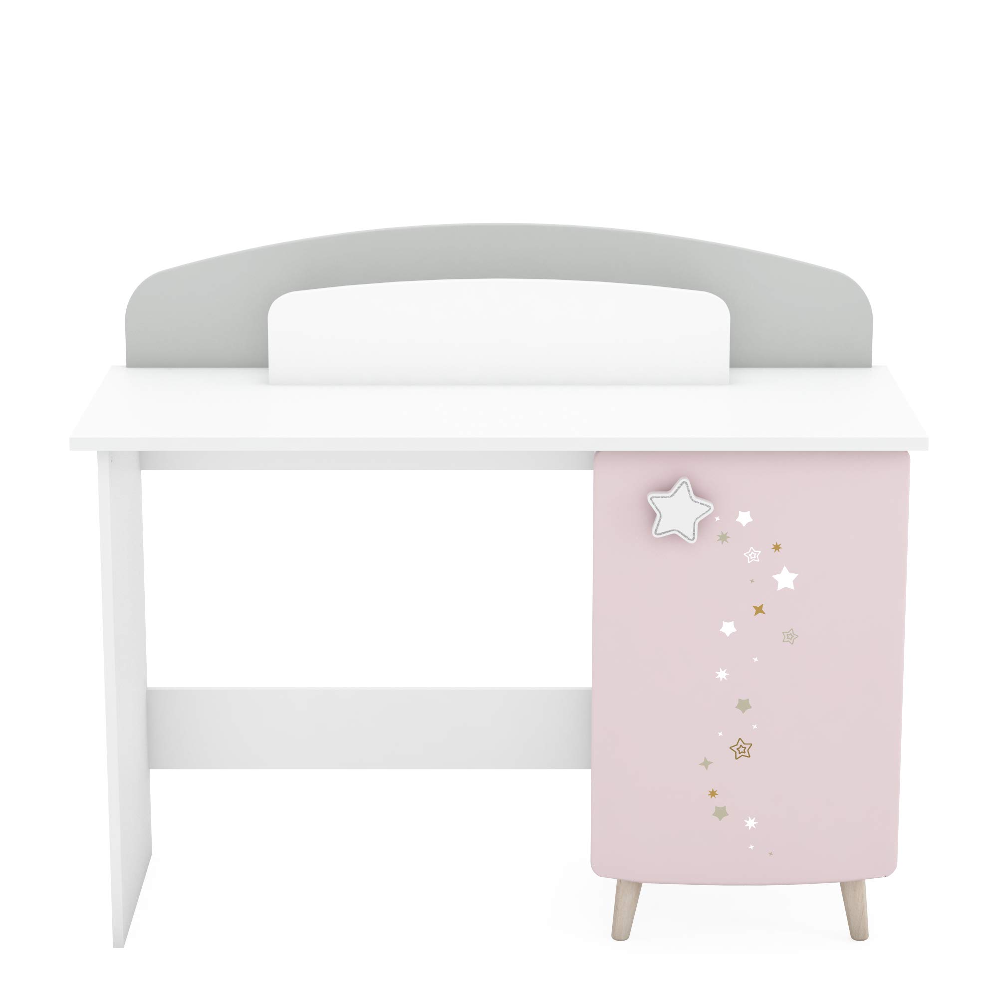 Demeyere Bureau Enfant Fille Rose Pâle avec Etoiles 113,2 cm Rangement Pratique Peinture Non Toxique