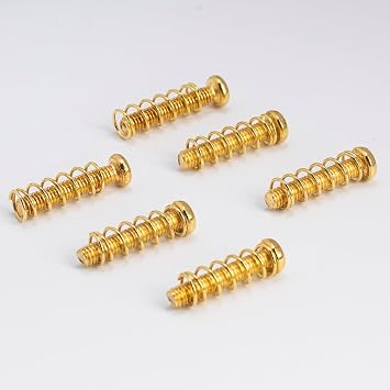 6PCS M3 x 18mm Saddle Intonation Screws And Springs, Gold