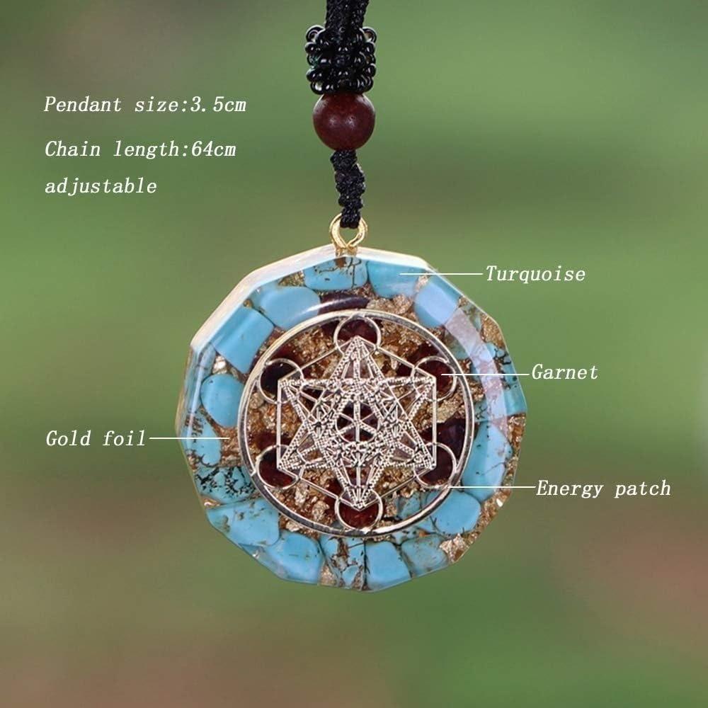 Orgone Metaron Cube Turquoises Orgonite Pendentif Reiki Collier De Guérison, Bleu