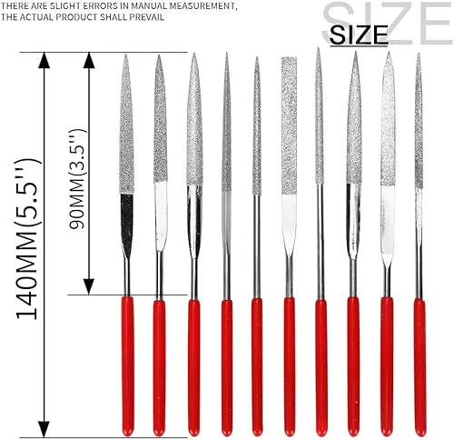 Miniatura 7 de Juego de limas de aguja de diamante pequeño, 10 tipos de mini limas de aguja, juego de estilo mixto para lijado de metales, madera, joyas, plástico