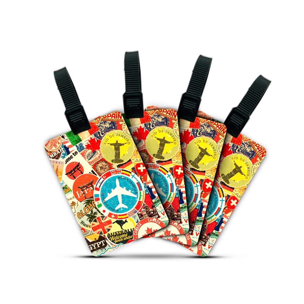Ultra 3D Luggage Tag for Suitcase & School Bags Set of 4 Stamp