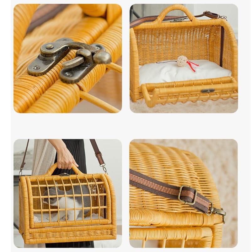 Amazon.co.jp: ピンク籐製プラスチック製手編み猫 カゴ,キャット
