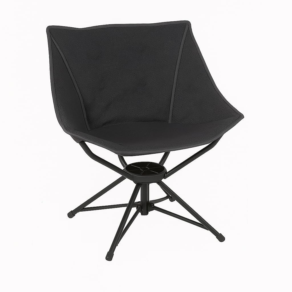 Alark Multipurpose Folding Saucer Moon Chair with Soft Padded Cushion Comfortable Lounge Chair for Bedroom Balcony Living Room Study Camping Kids Room Lightweight Portable & Durable Metal Frame Black-image-9