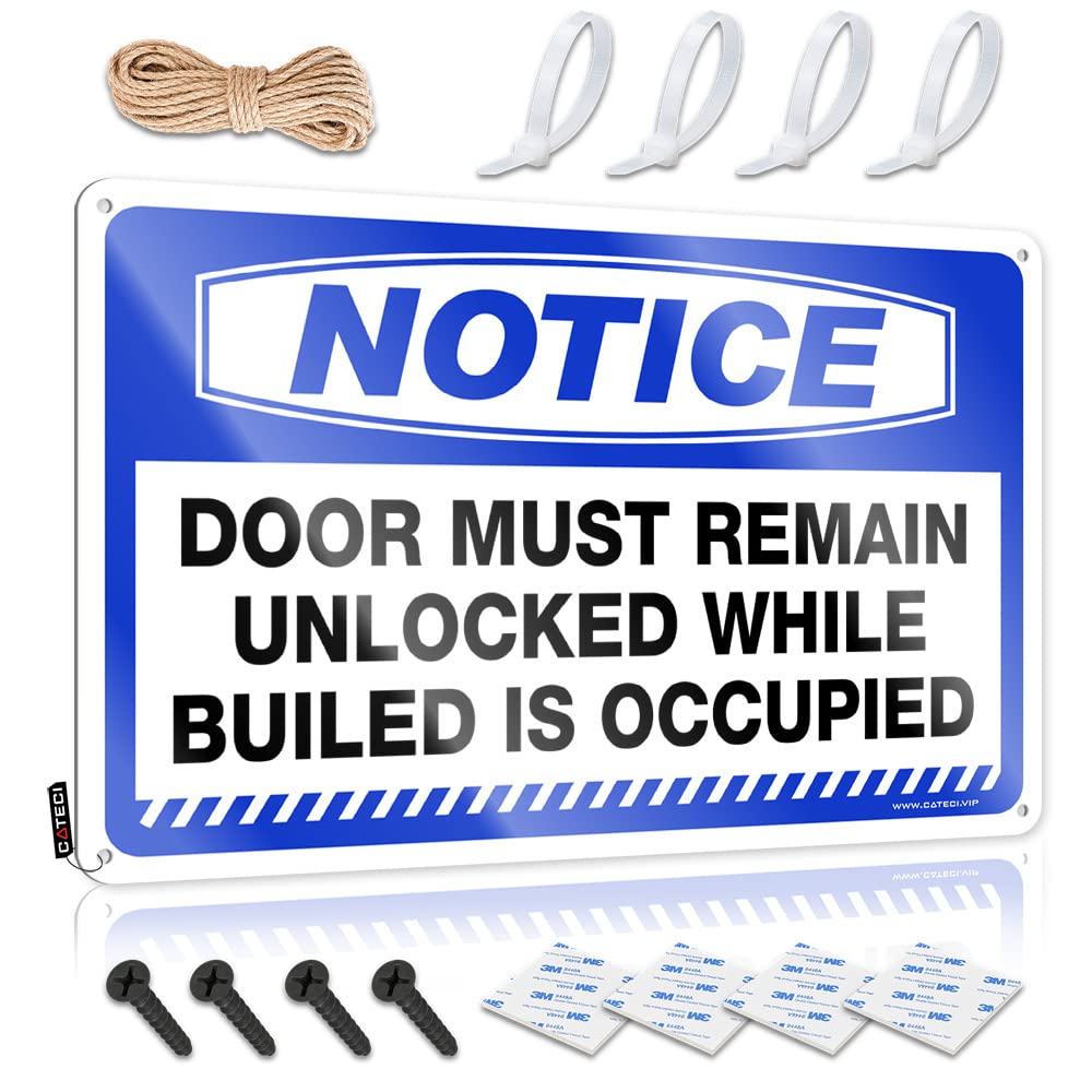 Notice Door Must Remain Unlocked While Building Retro Funny Stuff - Tin Metal Decor Sweet Hanging Wall Decor(20X30CM)