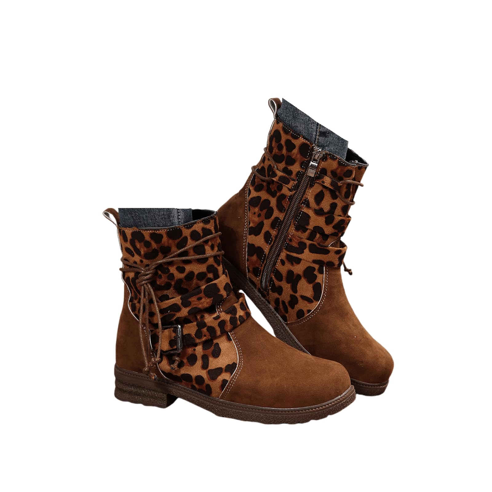 Mid Calf Motorcycle Riding Boots For Women Biker boots Fashion Fall Combat Military Dress Ankle Booties
