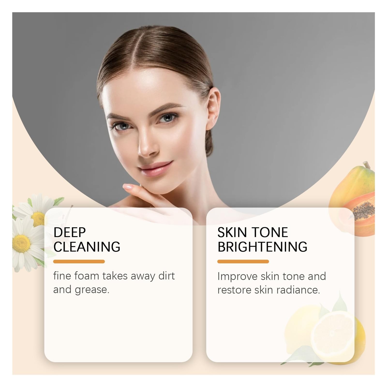 Limpiador facial de papaya 3.53 oz, limpia los poros faciales y proporciona una hidratación refrescante(2pcs)