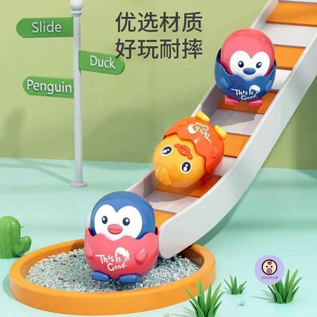 IndusBay® Set of 2, Cute Sliding Duck Car Press & Release Inertia Press Run Slide Mini Cartoon Animal Wind Up Toys for Infant Toddler Boy Girl Toys for Kids, Multicolor - Image 4 thumbnail