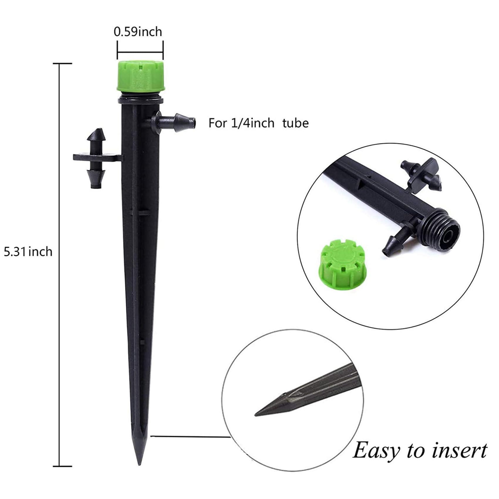 300 Piezas de Goteros de Riego Ajustables de 360 Grados con Conector de Púas para Tubo de 4/7 MM, de Riego de Flujo de Agua