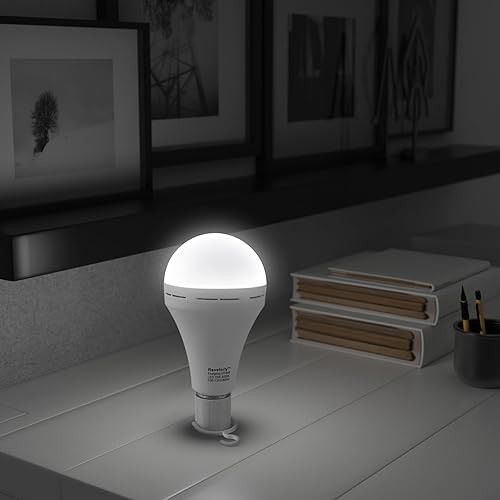 Miniatura 5 de Bombilla de emergencia recargable, 1500 mAh, 15 W, 80 W, 6000 K, luz diurna blanca con 4 bombillas LED de reserva de batería para fallos de energía