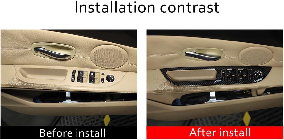 Window Lift Switch Panel Trim Frame Compatible with BMW 5 Series E60 2006-2010 ABS 4PCS,Car Door Console Cover Trim,Glass Lift Switch Button Cover Trim Accessories (ABS Carbon)