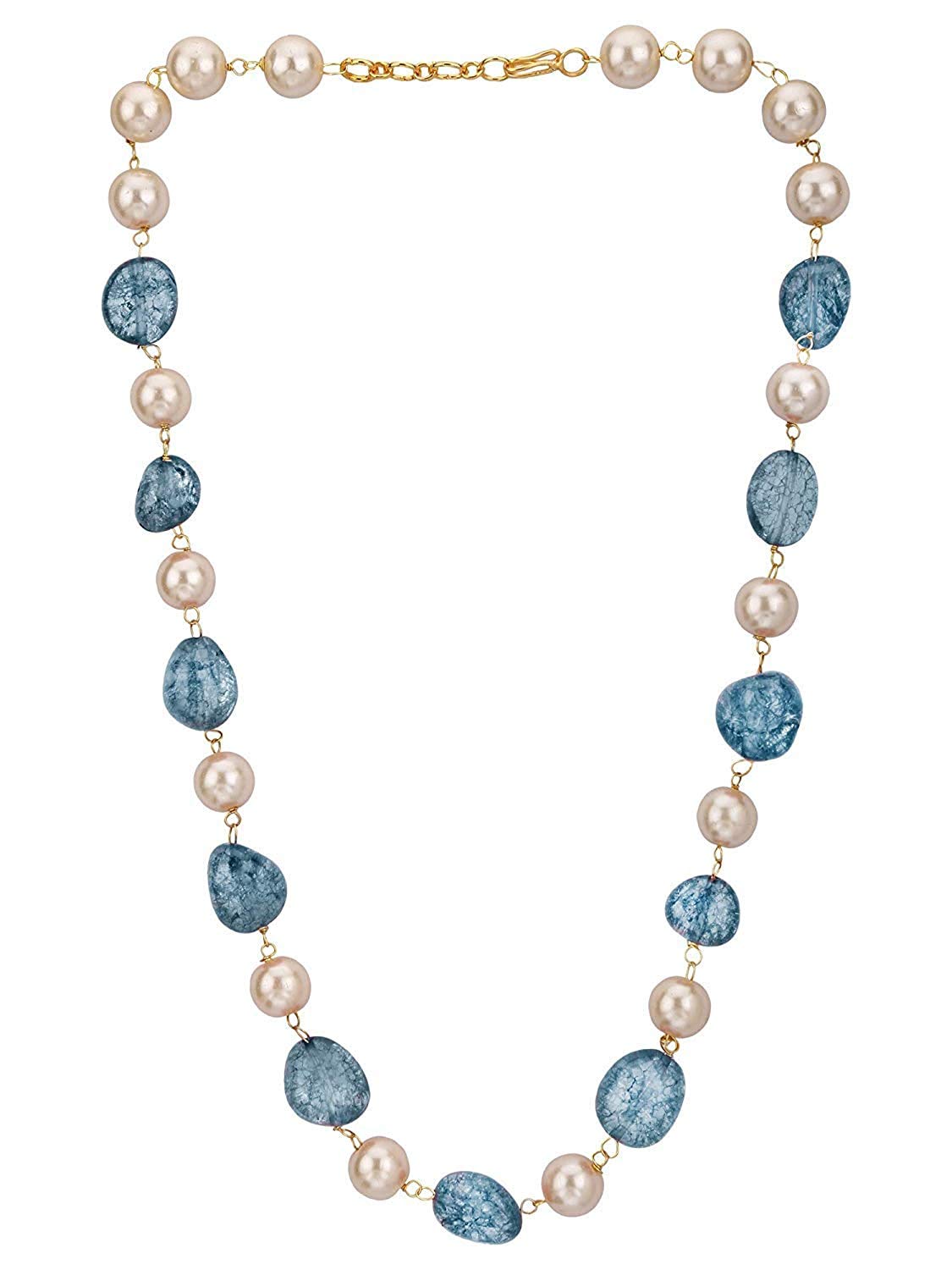 A V FASHION - SEMI PRECIOUS TOURMALINE GEMSTONE TUMBLE WITH PEARL BEADS 16" LONG BLUE COLOR BEADED KANTHA NECKLACE FOR GIRL AND WOMEN FASHION JEWELLERY (B08Y6DZ17X) Amazon Price History, Amazon Price Tracker
