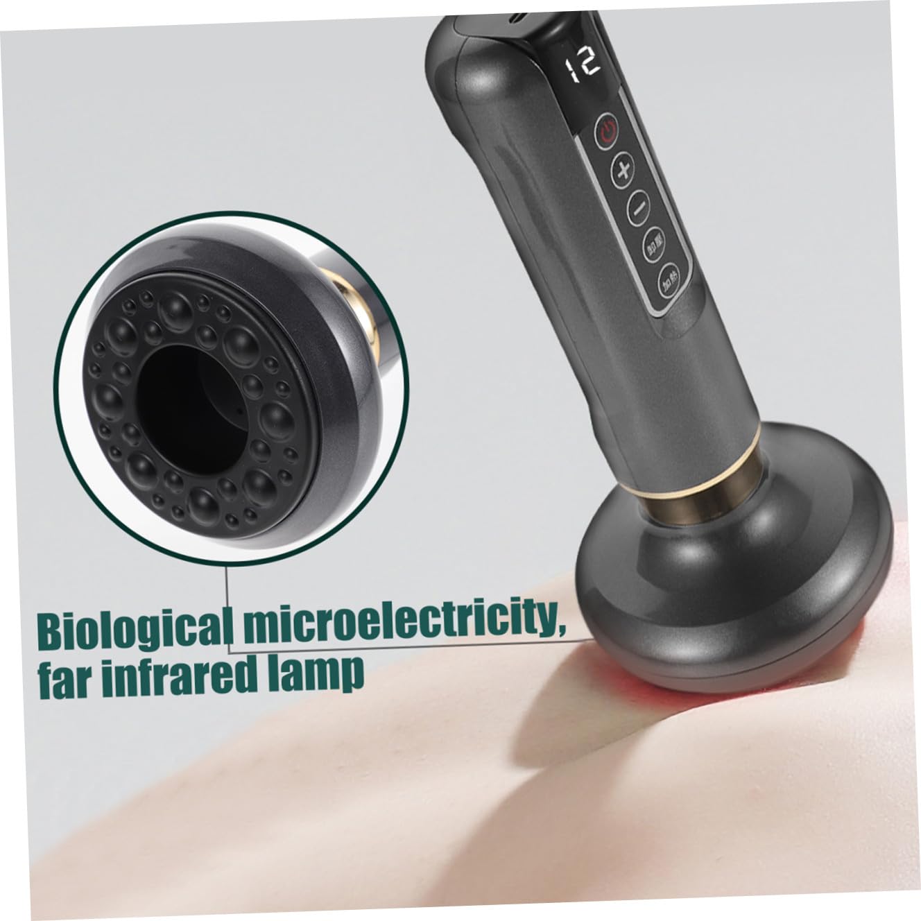 Mipcase Instrumento de Raspado Multifunción Eléctrico Ventosas Abs, Masajeador Portátil para Cuello y Cintura, 12 Modos y Succión de Presión Constante