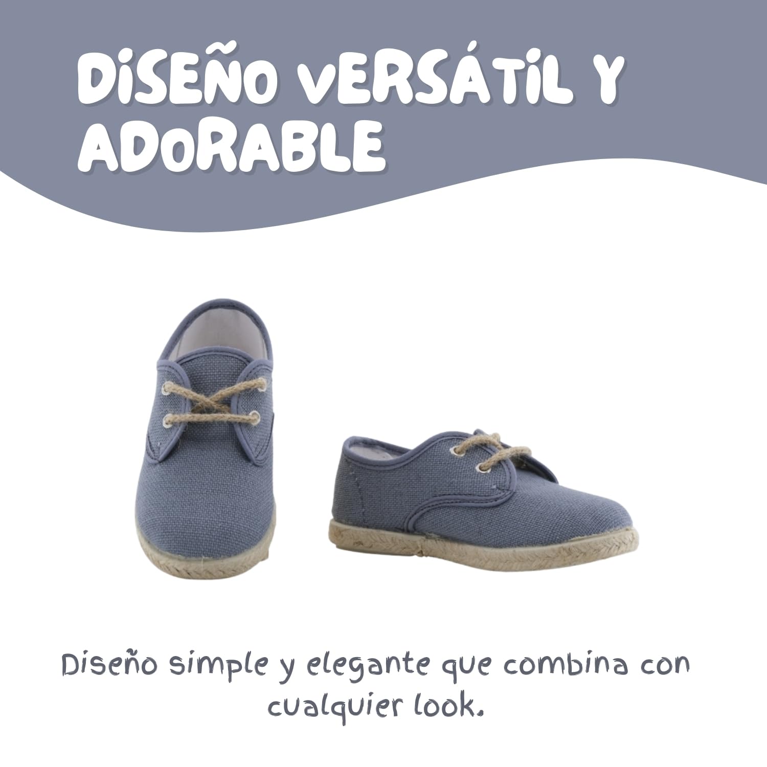 Calzature in lino per bambini con pavimento in juta - Made in Spain.