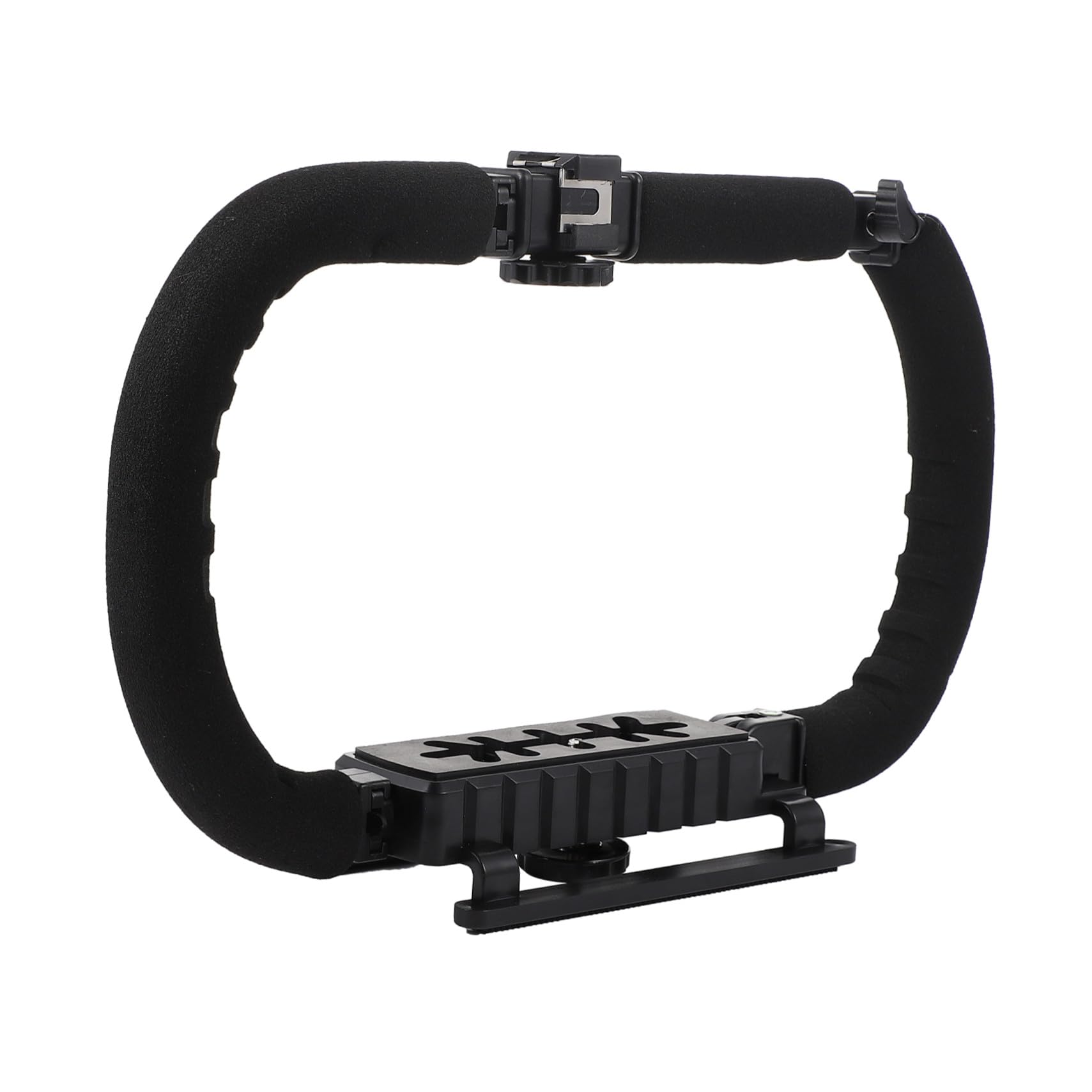 Artibetter Stabilizzatore per Videocamera e Smartphone Nero Impugnatura in Spugna e Supporto per Tre Hot Shoe, Vite da 1/4 Pollice per Riprese Professionali
