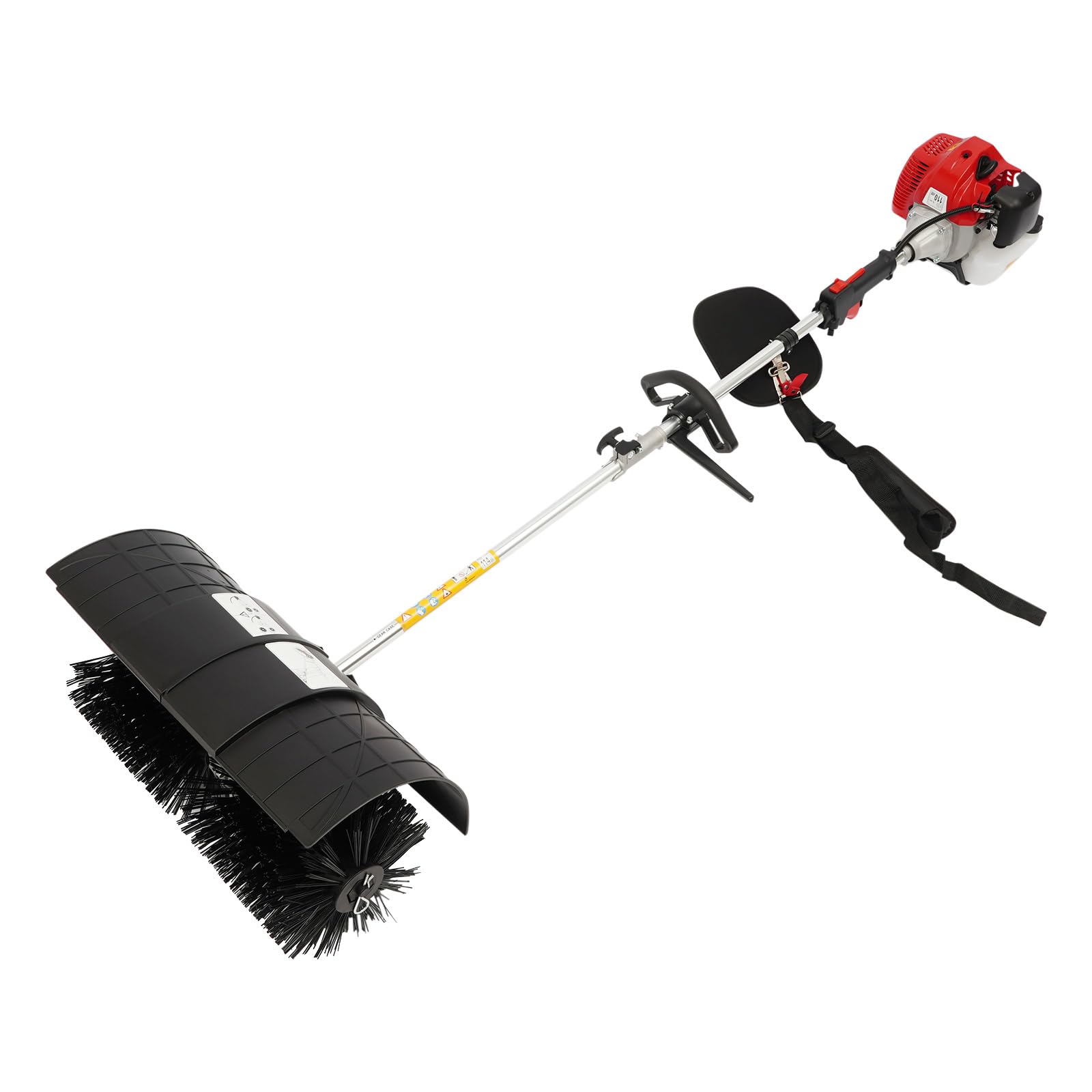 Barredora de gasolina de 52 cc, color negro y rojo, con cepillo de barrido de 20 pulgadas para patio, entrada y pasarela